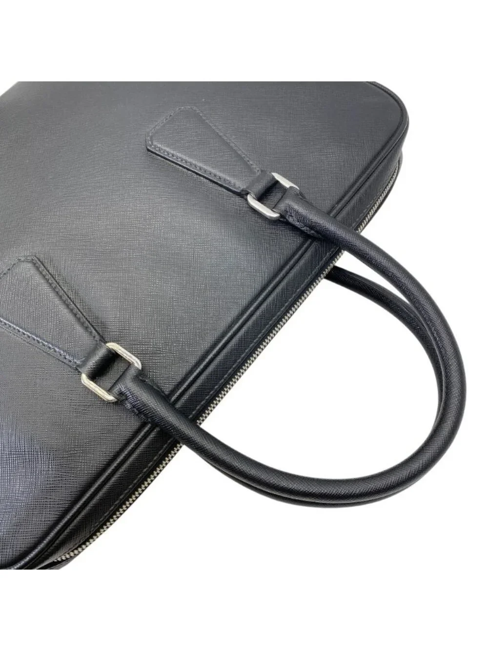 Prada Business Briefcase Handbag Logo Saffiano Leather Black Red Document